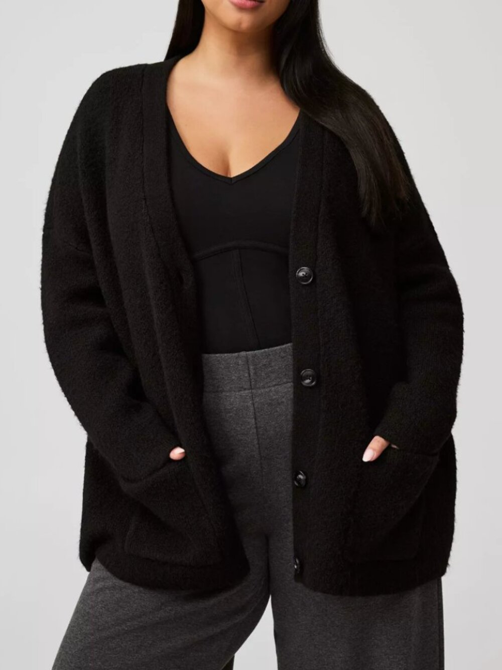 Torrid Black Oversized Boyfriend Button Front Cardigan 3X/4X